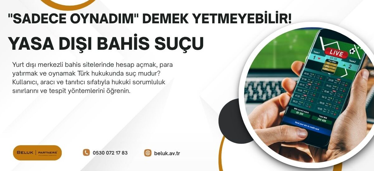 Evet, yasa dışı bahis sitesinde oynamak Türk hukukunda hukuka aykırıdır. Yalnızca bireysel kullanıcı sıfatıyla oynamak idari para cezasına tabidir; ancak hesap kullandırma, aracılık veya tanıtım yapılması durumunda 1 ila 3 yıl hapis cezasına varan cezai sorumluluk doğabilir. Sitenin yurt dışı merkezli olması bu sonucu değiştirmez.